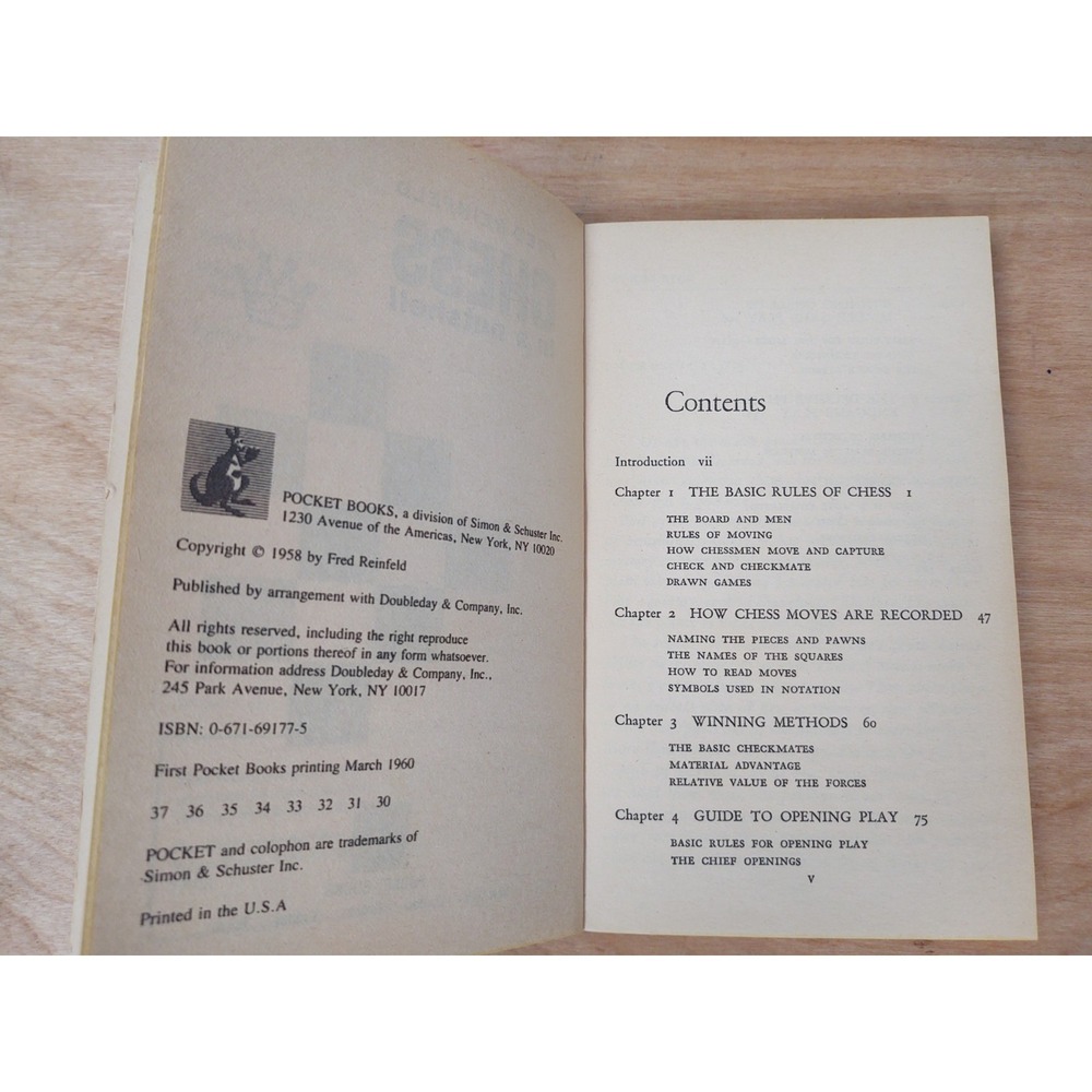 1958 Chess In A Nutshell pb BOOK Fred Reinfeld basic rules - Picture 4 of 8